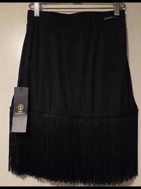 Gloria Dance Black Fringe Dance Skirt NWT